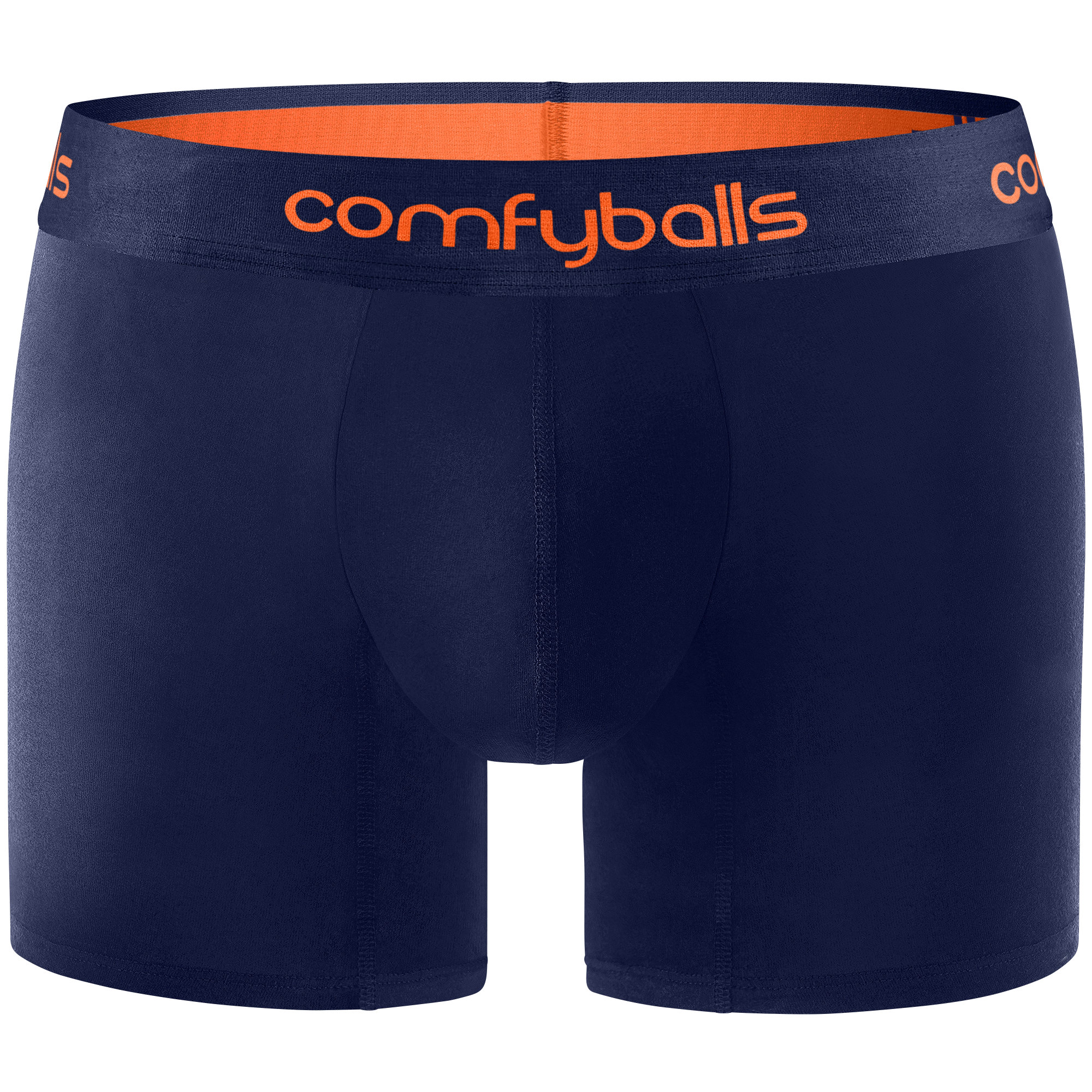 Cotton Long Navy Tangerine Boxer Front