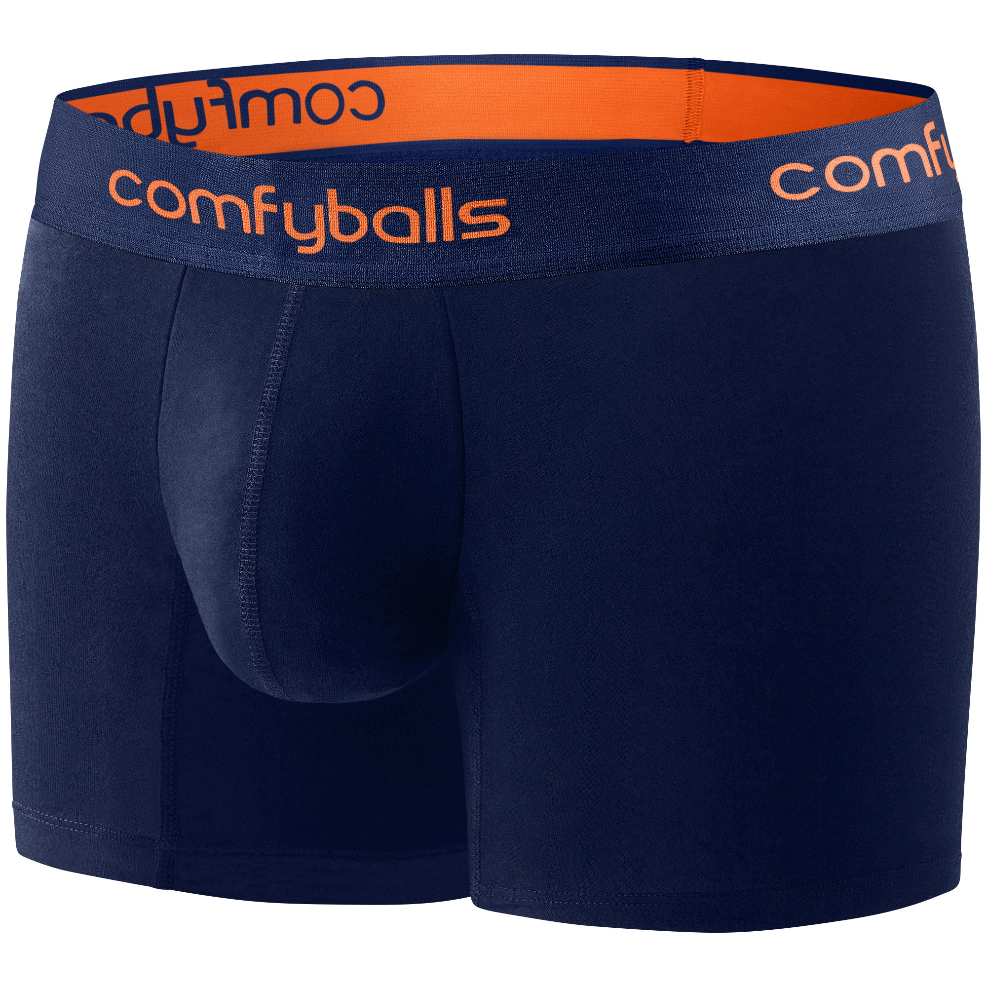 Cotton Long Navy Tangerine Boxer Side