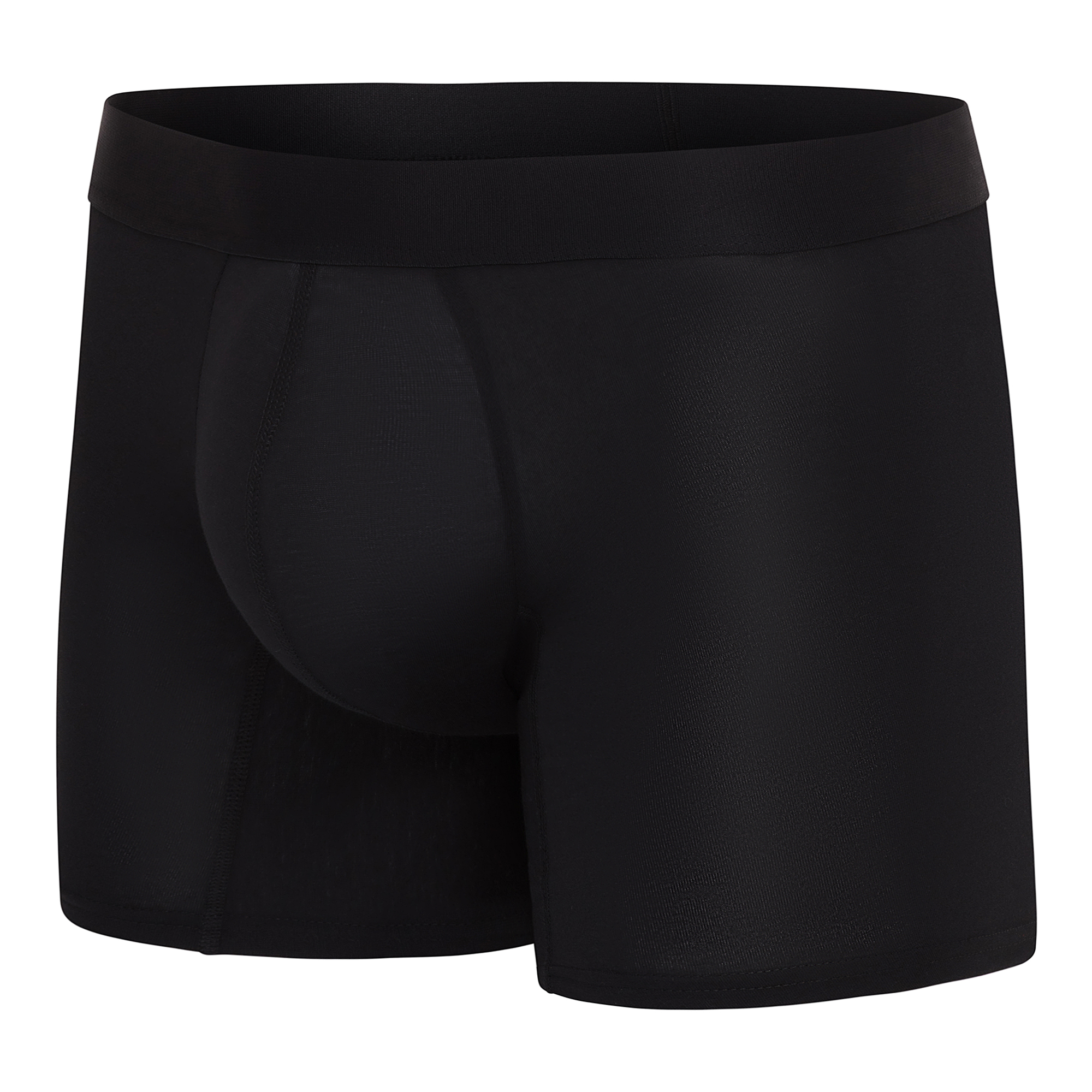 Comfyballs Cotton Long Black No Show Logo Boxer Side