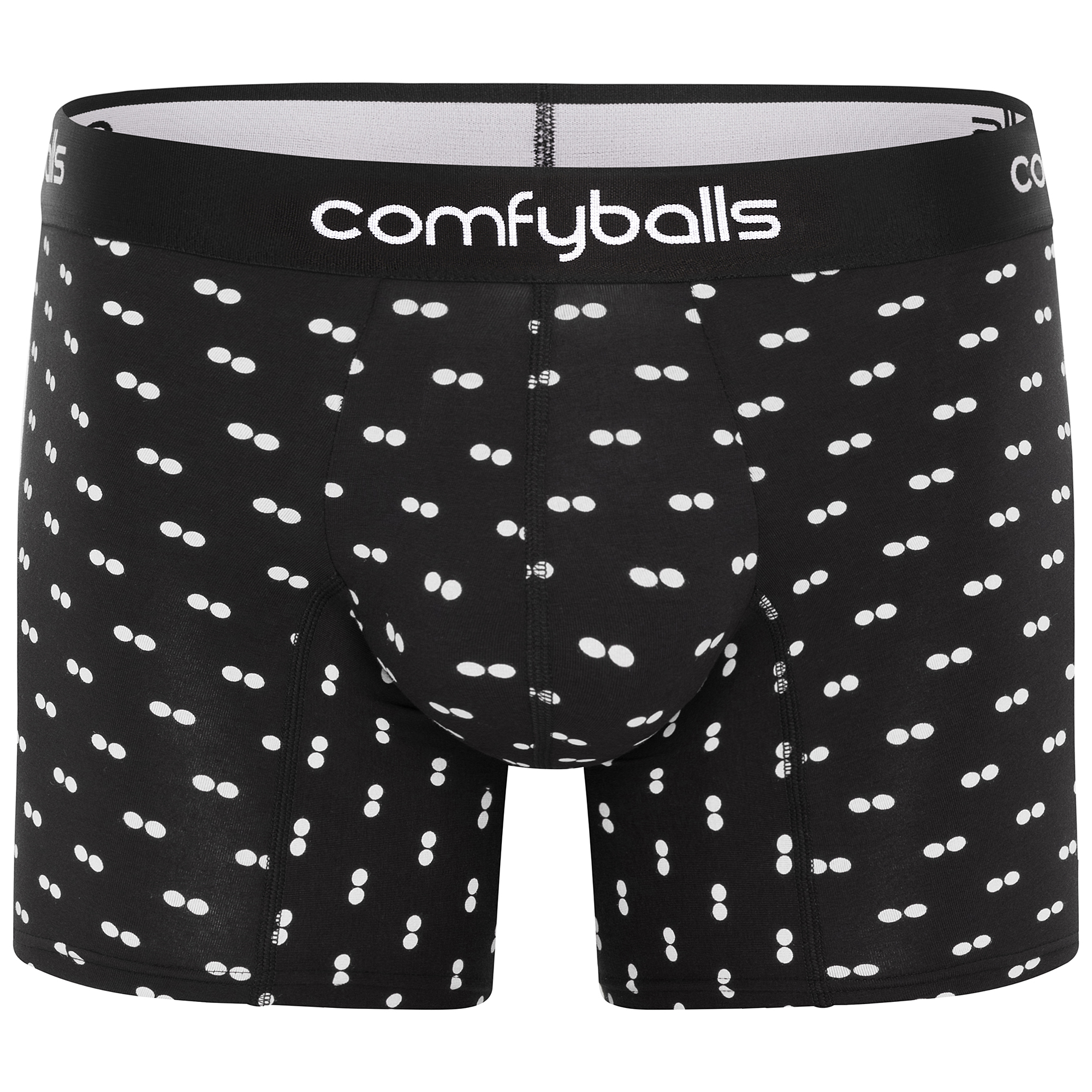 Comfyballs Cotton Long Black White Boxer Front Comfyballs Cotton Long Black White Boxer Front