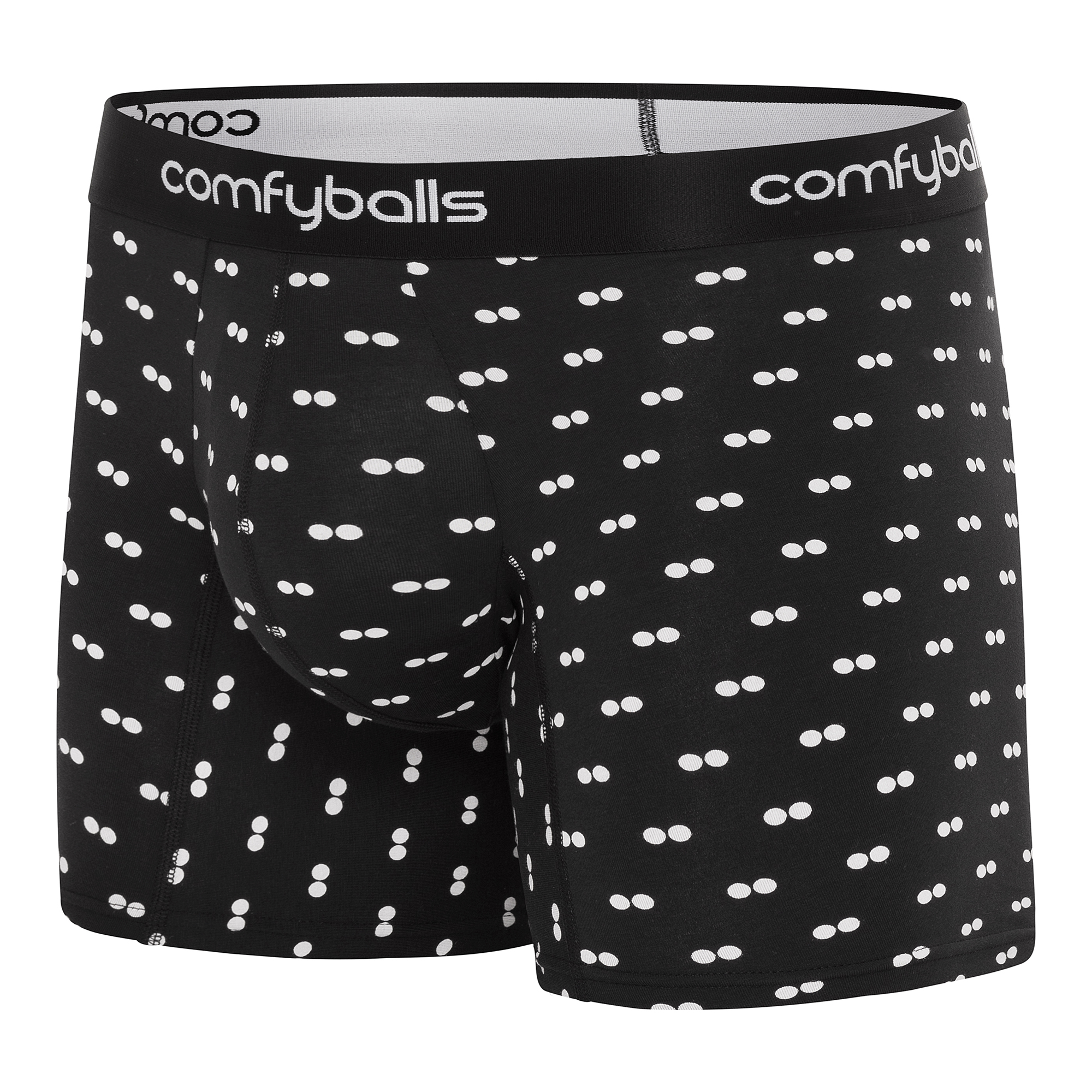 Comfyballs Cotton Long Black White Boxer Side Comfyballs Cotton Long Black White Boxer Side