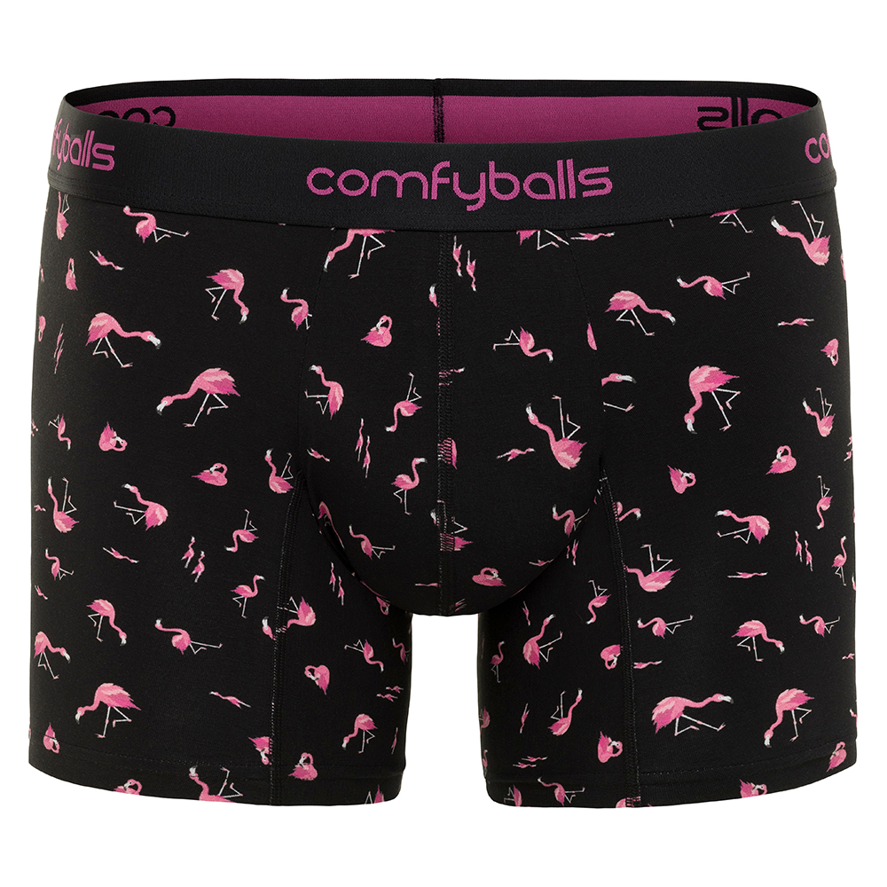 Cotton Long Black Flamingo Boxer Cotton Long Black Flamingo Boxer