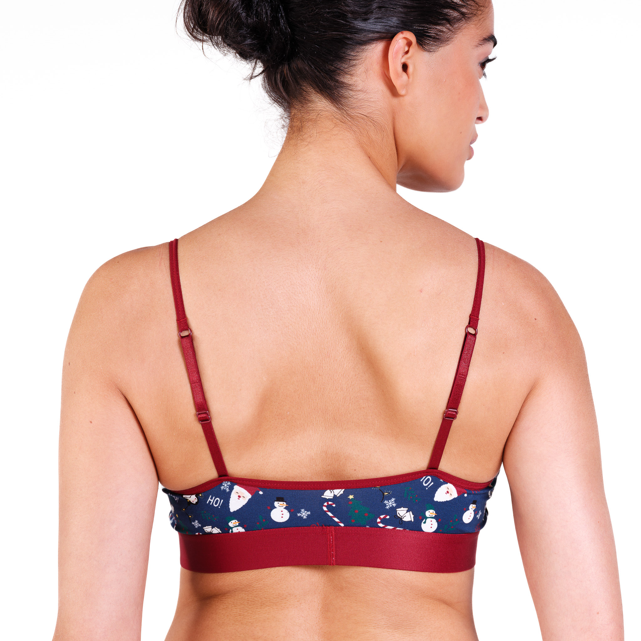 Comfy Womens Cotton Christmas Crop Bra Back Comfy Womens Cotton Christmas Crop Bra Back