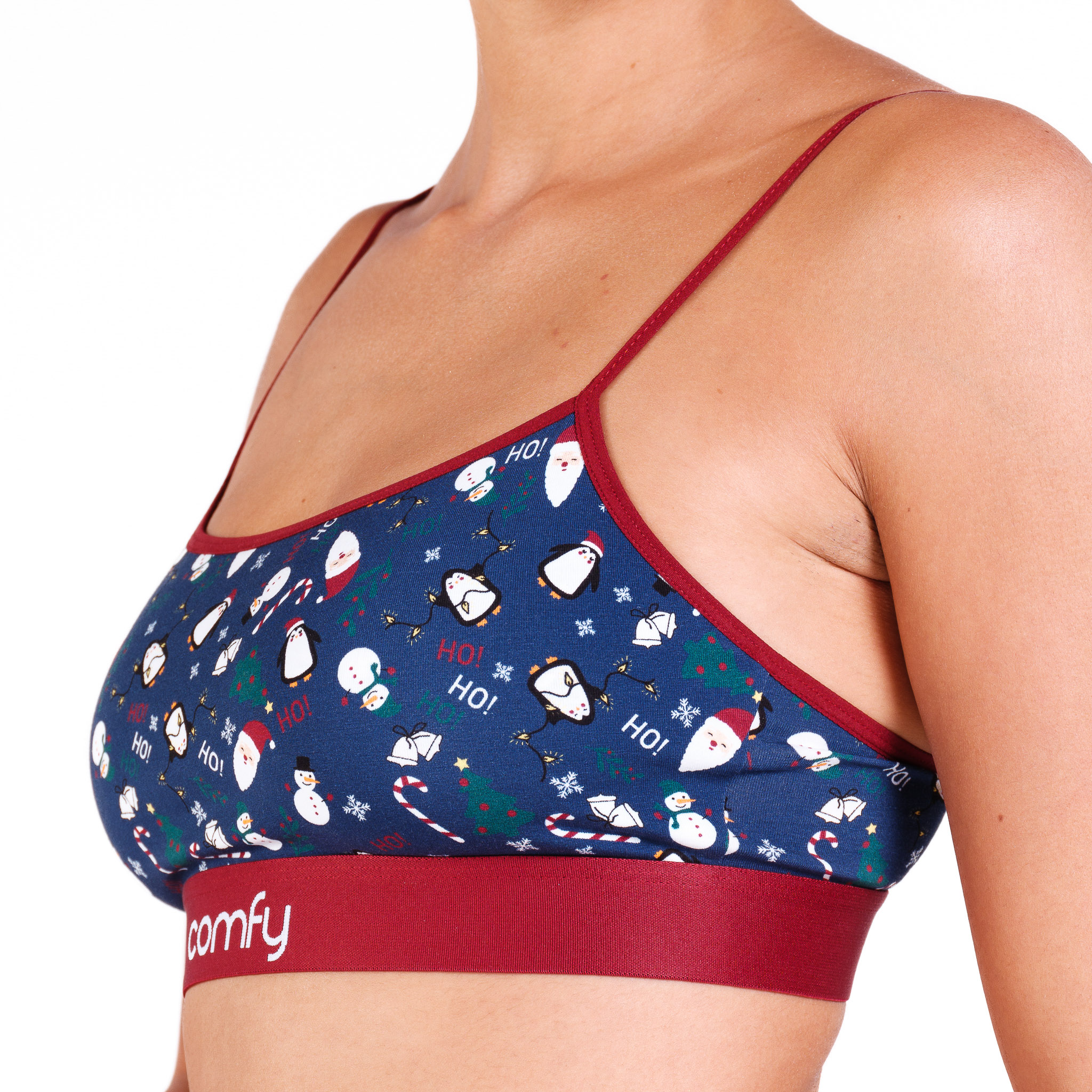 Comfy Womens Cotton Christmas Crop Bra Side Comfy Womens Cotton Christmas Crop Bra Side