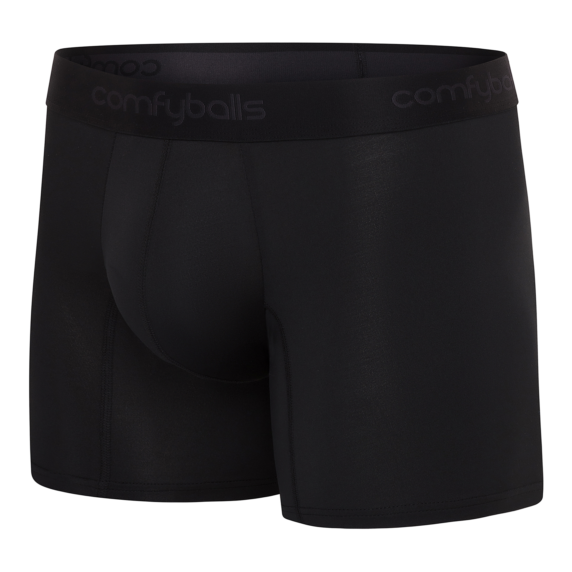 Comfyballs Performance Long Pitch Black Boxer Side Comfyballs Performance Long Pitch Black Boxer Side