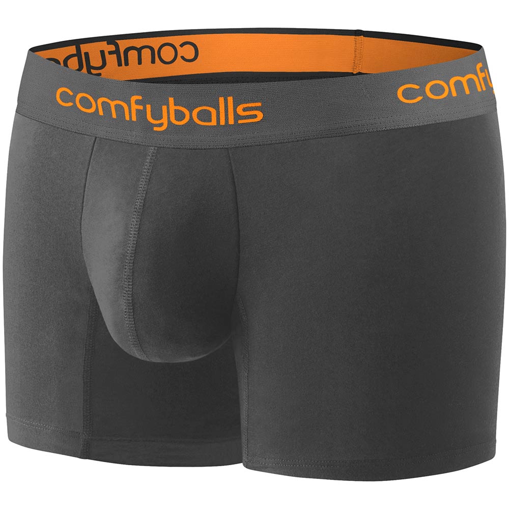 Comfyballs Cotton Long Charcoal Orange Boxer Side